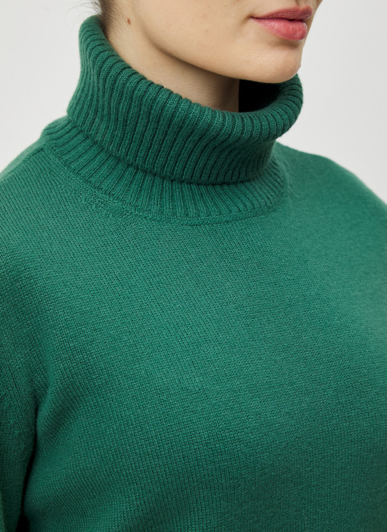 Pullover Rollkragen 1/1 Arm Bottle Green Frontansicht