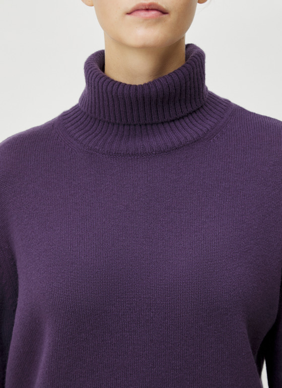 Pullover Rollkragen 1/1 Arm Aubergine Frontansicht