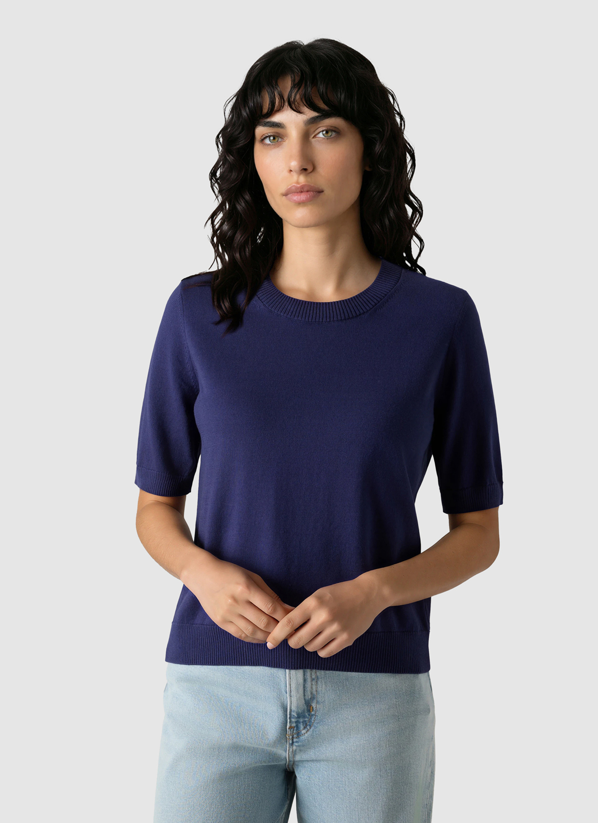 Pullover Rundhals 1/2 Arm, Midnight Sail Frontansicht