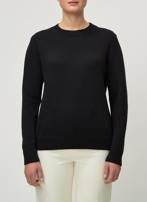 Pullover Rundhals 1/1 Arm Black Frontansicht