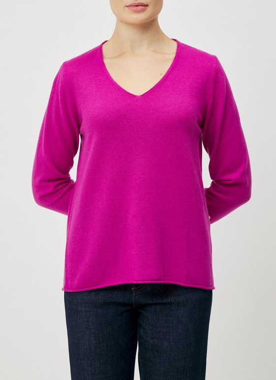 Pullover V-Ausschnitt 1/1 Arm Vivid Orchid Frontansicht