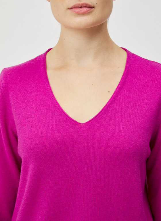 Pullover V-Ausschnitt 1/1 Arm Vivid Orchid Frontansicht