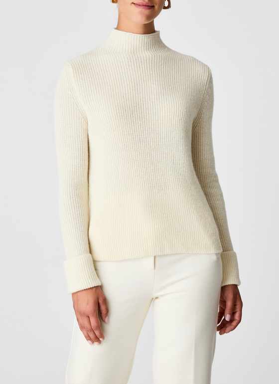 Pullover Stehkragen 1/1 Arm New White Frontansicht