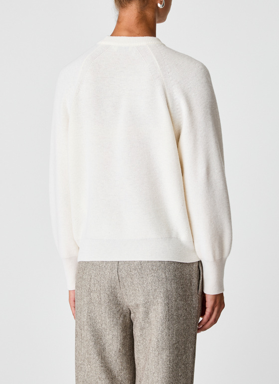 Pullover Rundhals 1/1 Arm New White Frontansicht