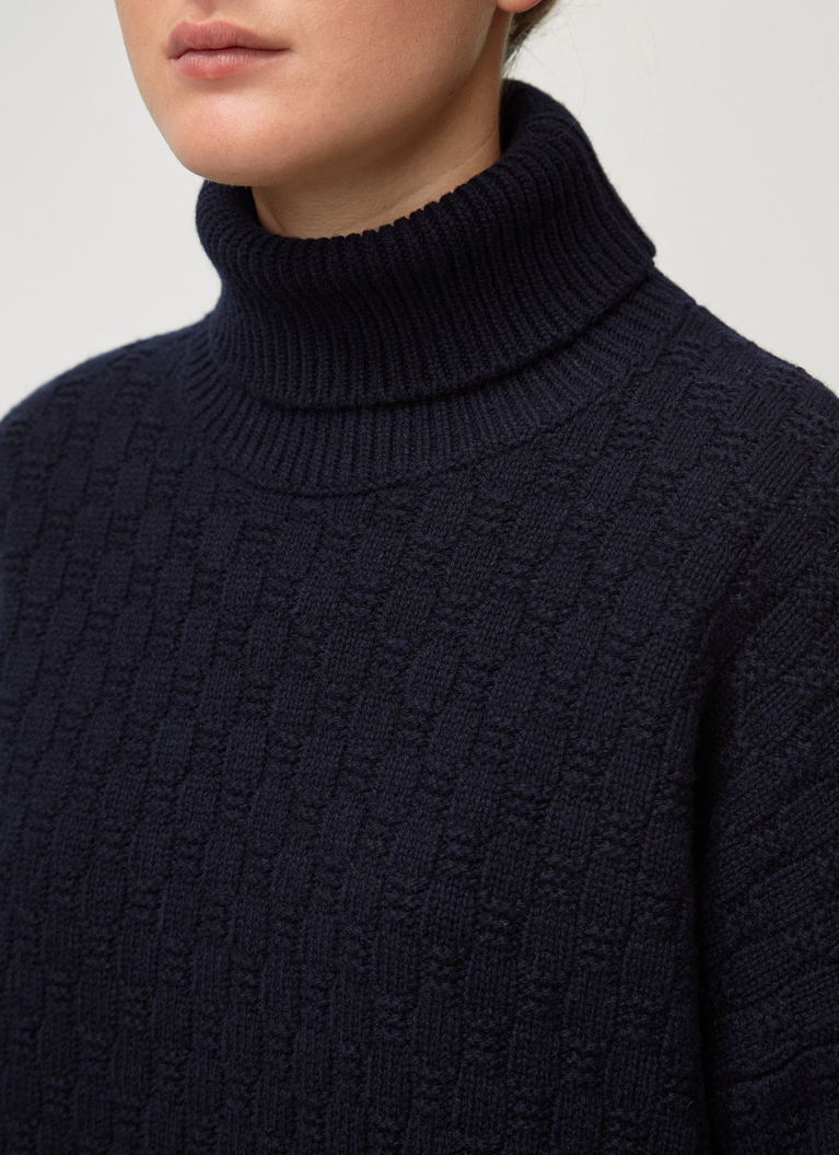 Pullover Stehkragen 1/1 Arm, Navy Detailansicht 2