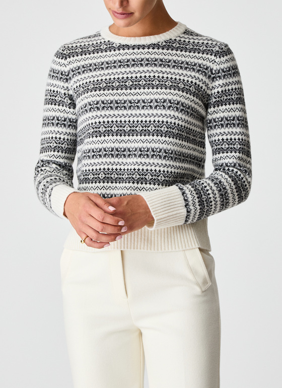 Pullover Rundhals 1/1 Arm New White Frontansicht