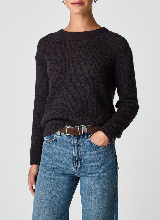 Pullover Rundhals 1/1 Arm Dark Espresso Frontansicht