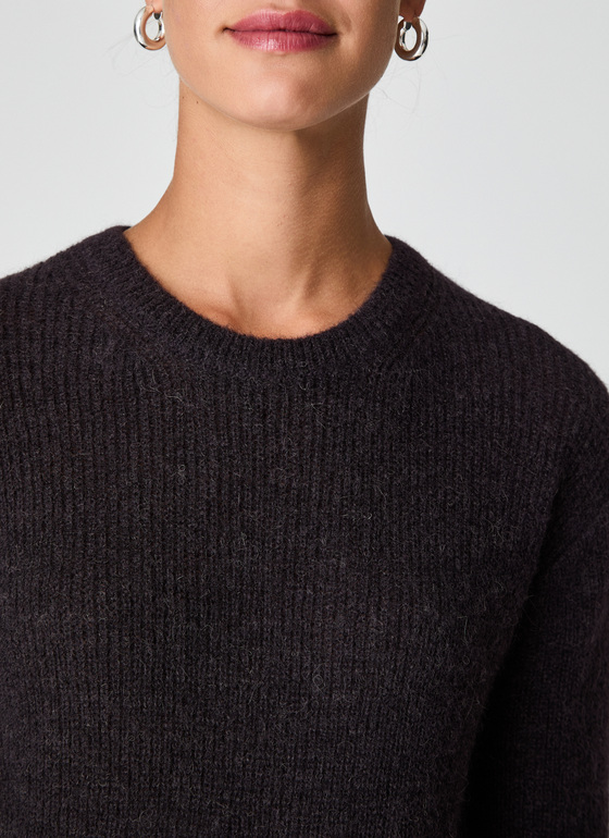 Pullover Rundhals 1/1 Arm Dark Espresso Frontansicht
