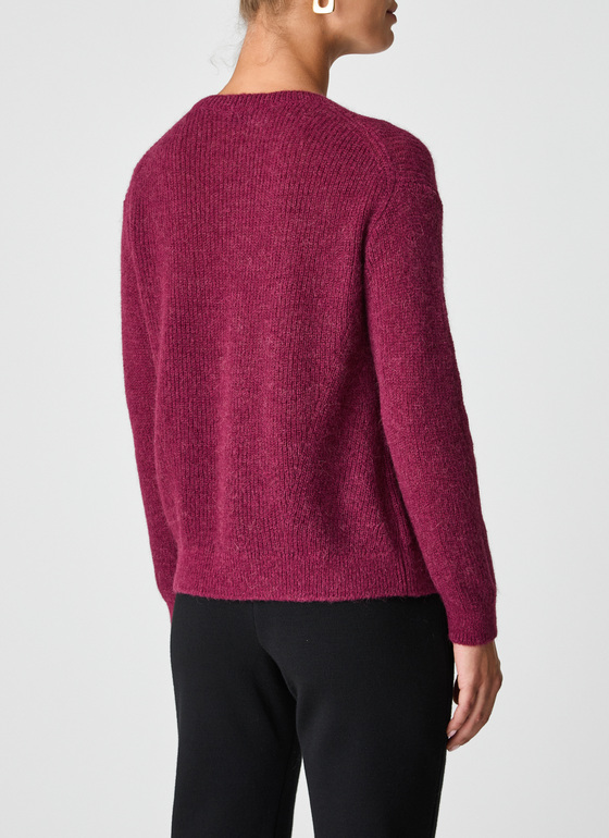 Pullover Rundhals 1/1 Arm Bordeaux Frontansicht