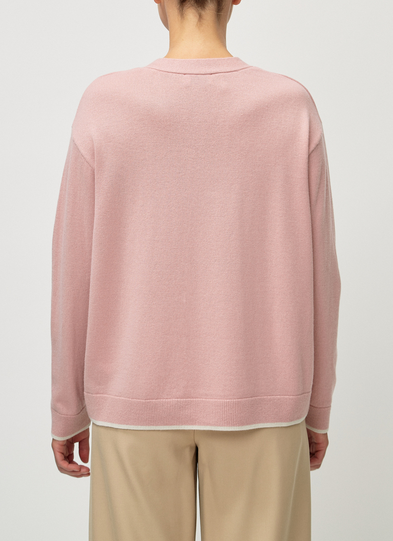 Pullover V-Ausschnitt 1/1 Arm, Rosé Rückansicht