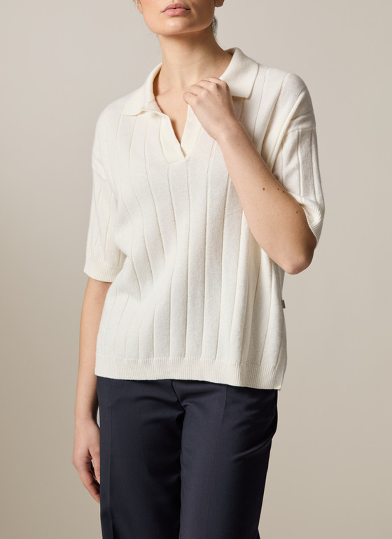 Pullover Polo 1/2 Arm New White Frontansicht