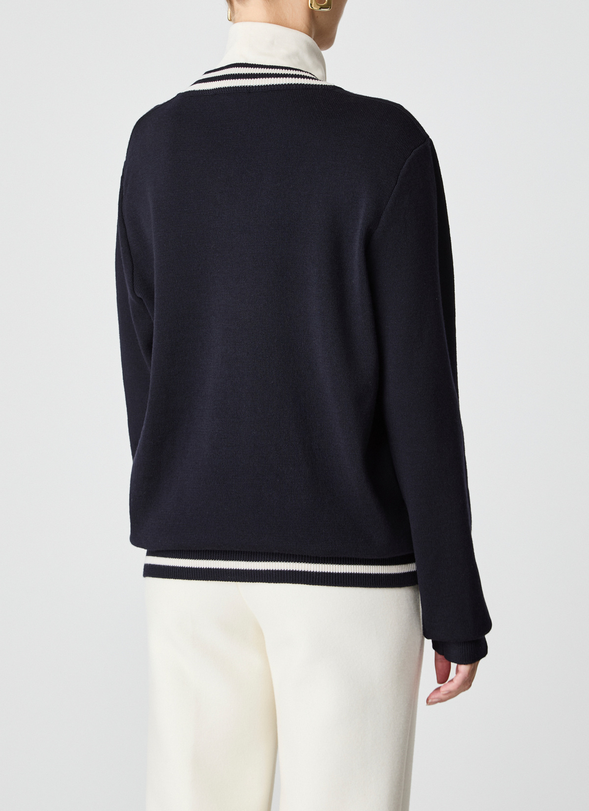 Pullover V-Ausschnitt 1/1 Arm, Navy Rückansicht