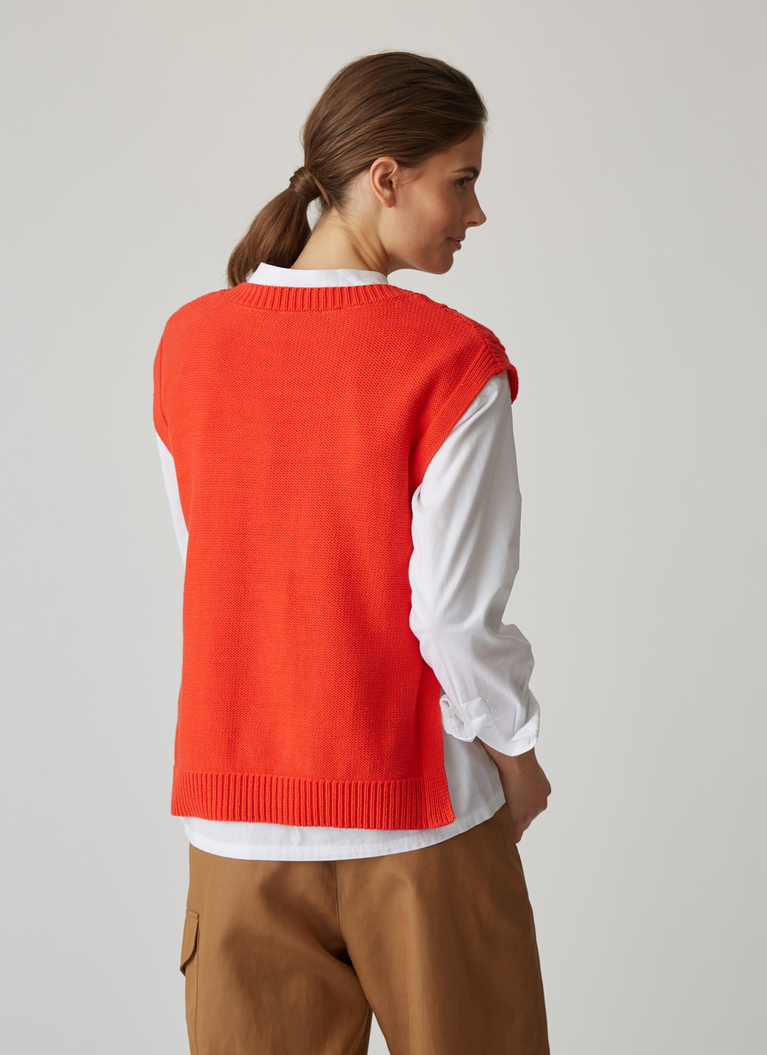 Pullover Rundhals 1/1 Arm, Caribbean Red Rückansicht