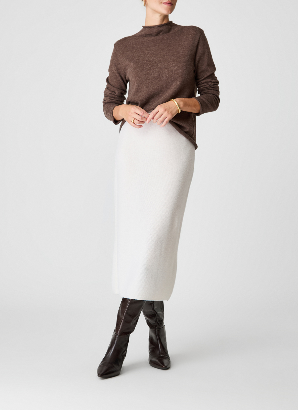 Pullover Rollkragen 1/1 Arm, New White Frontansicht