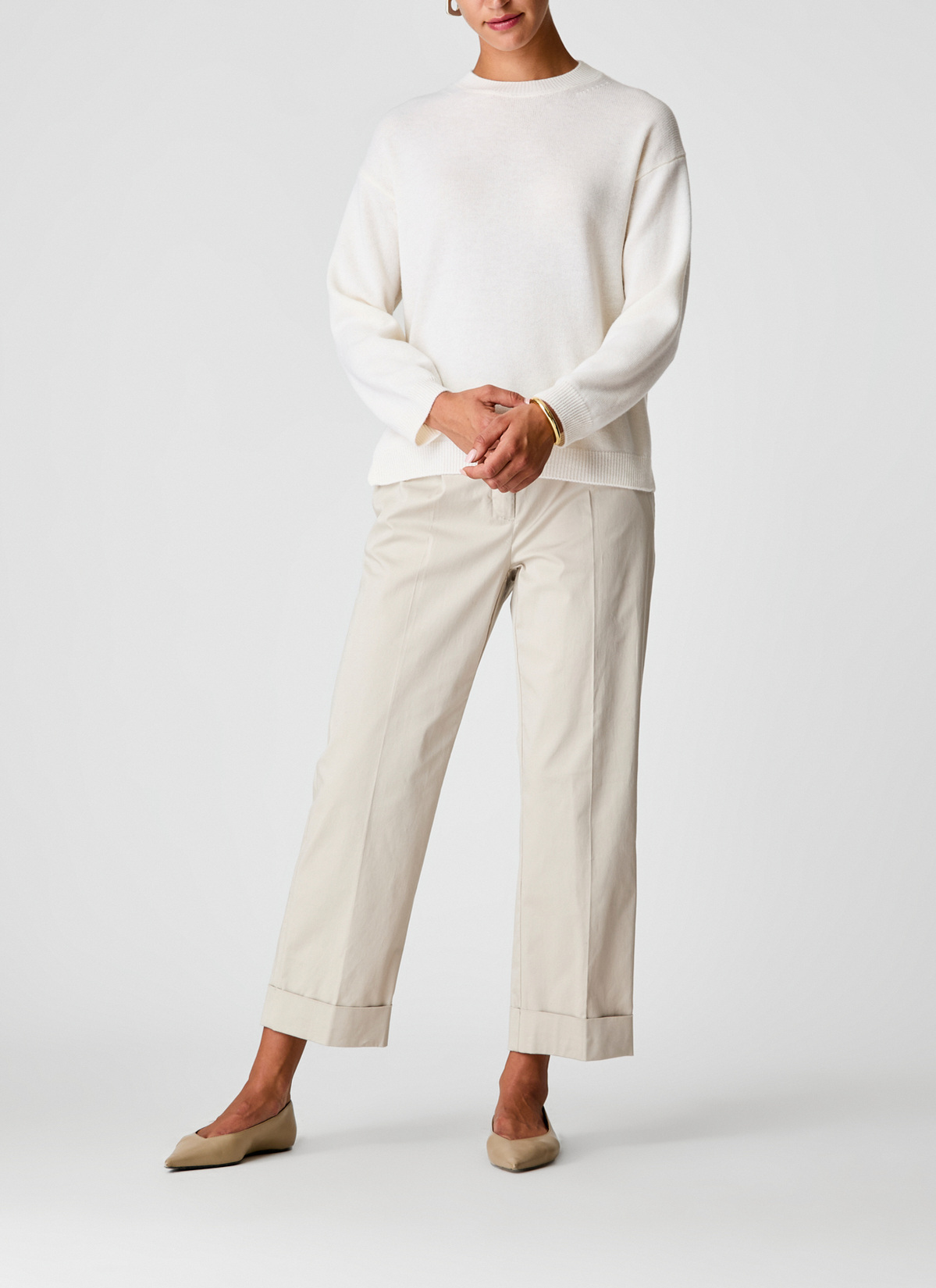 Pullover Rundhals 1/1 Arm, New White Detailansicht 2