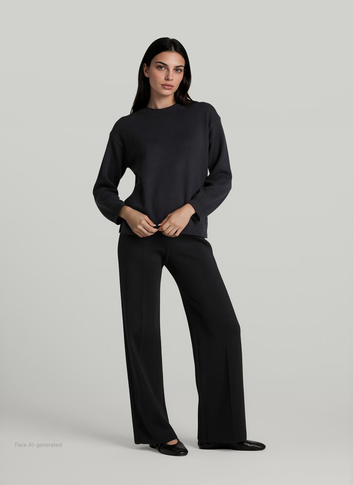 Pullover Rundhals 1/1 Arm, Black Detailansicht 2