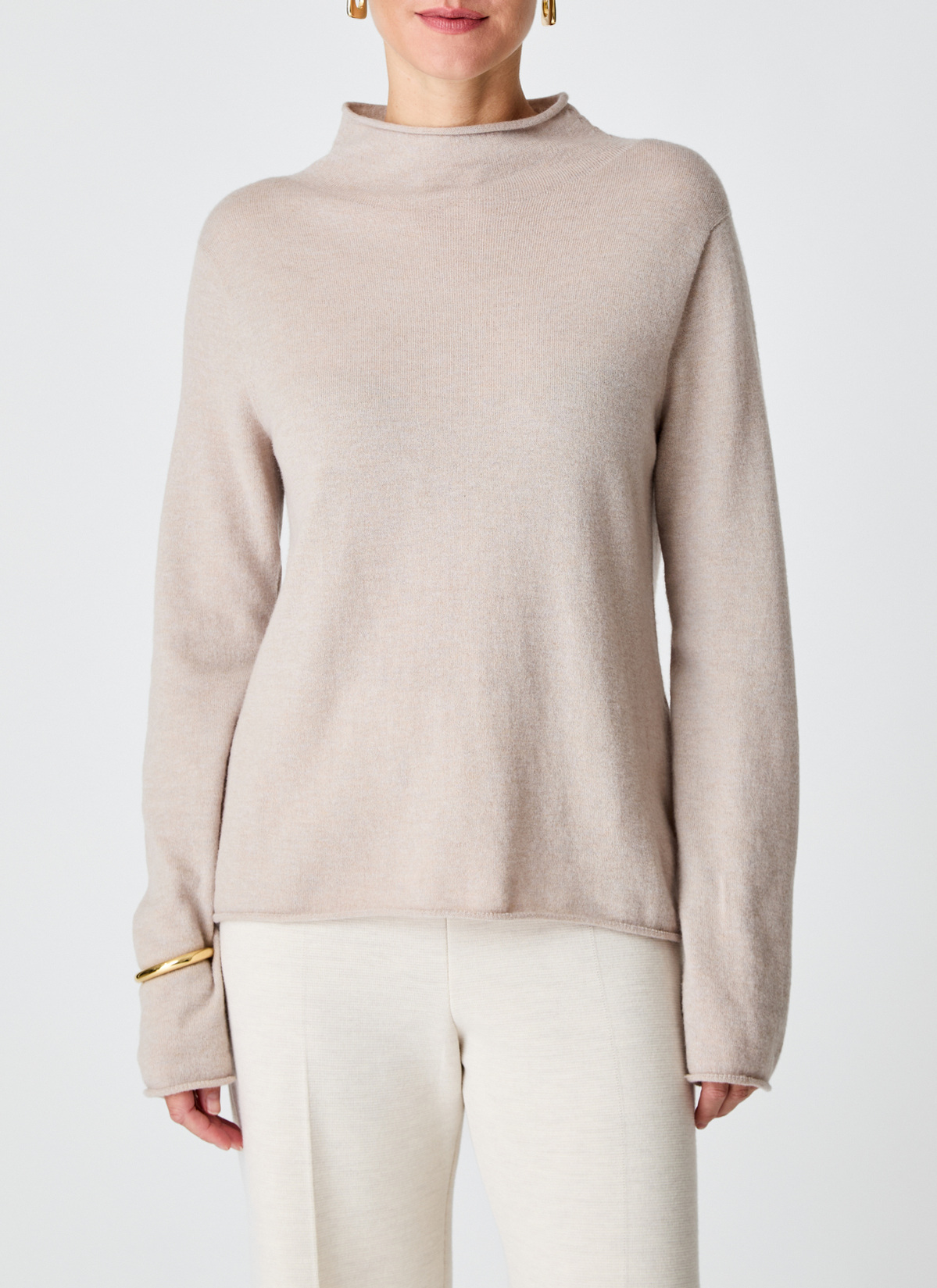 Pullover Stehkragen 1/1 Arm, British Tea Frontansicht