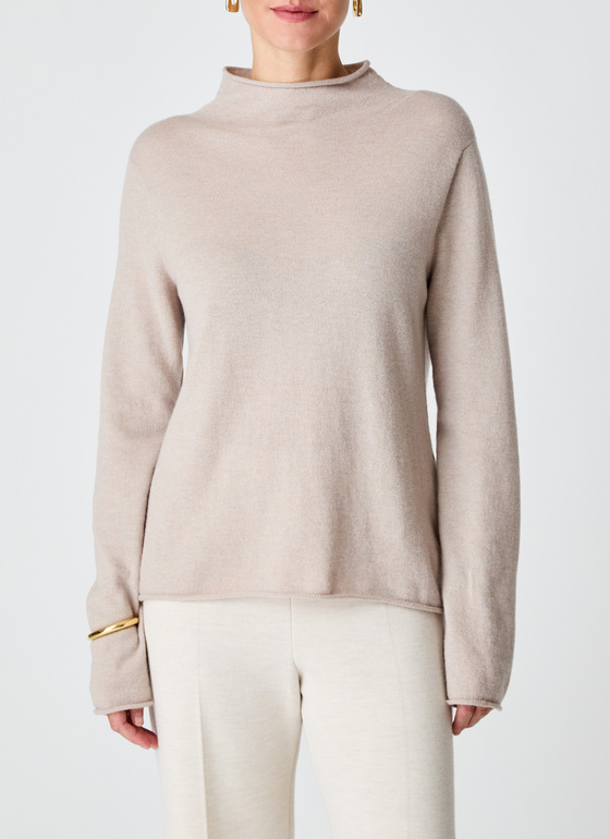 Pullover Stehkragen 1/1 Arm British Tea Frontansicht