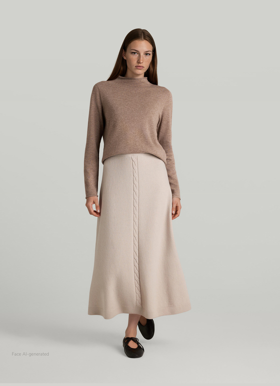 Pullover Stehkragen 1/1 Arm Taupe Grey Frontansicht