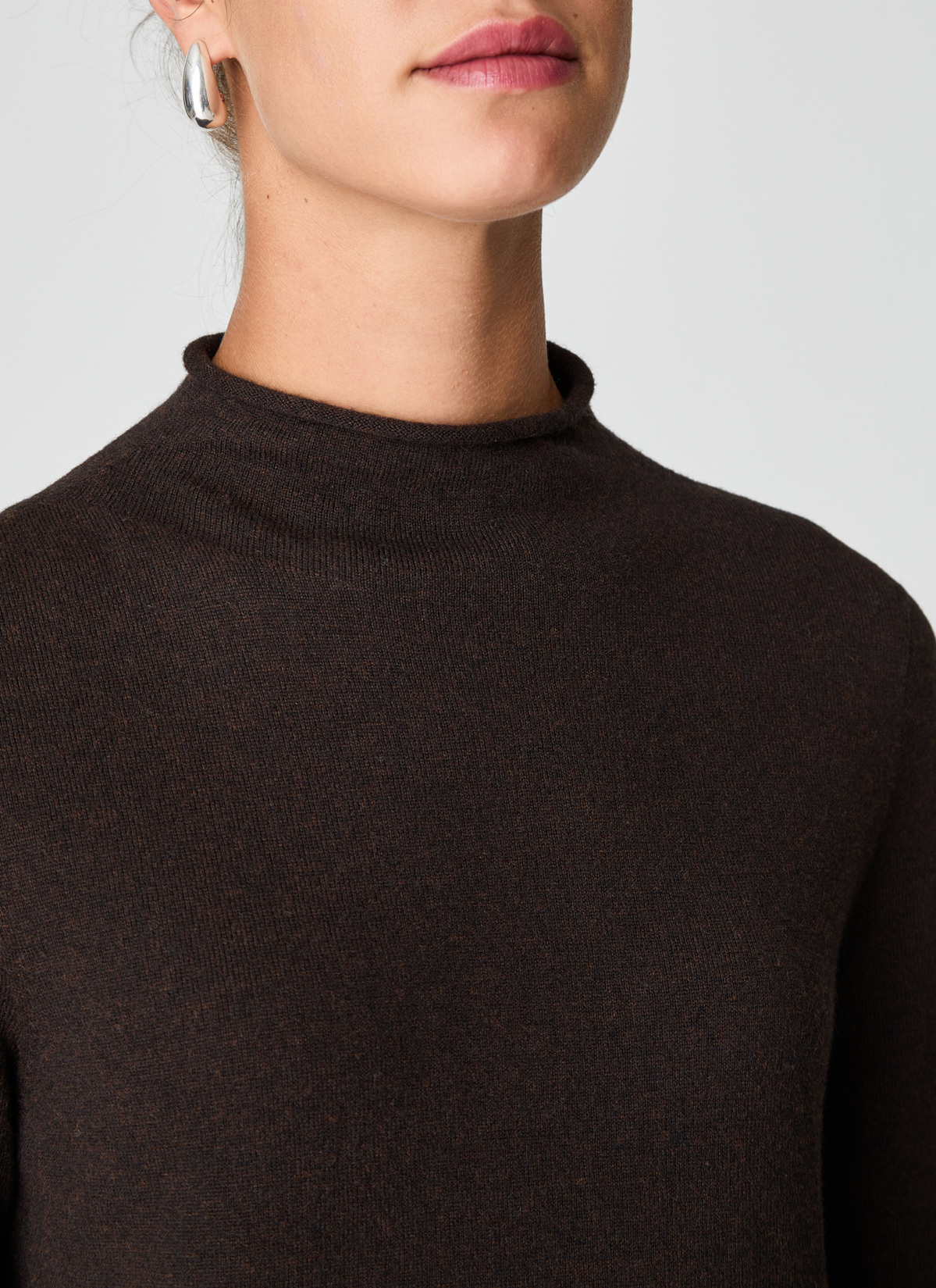 Pullover Stehkragen 1/1 Arm, Dark Espresso Detailansicht 1