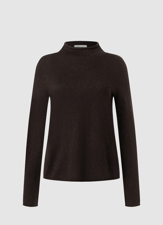 Pullover Stehkragen 1/1 Arm Dark Espresso Frontansicht
