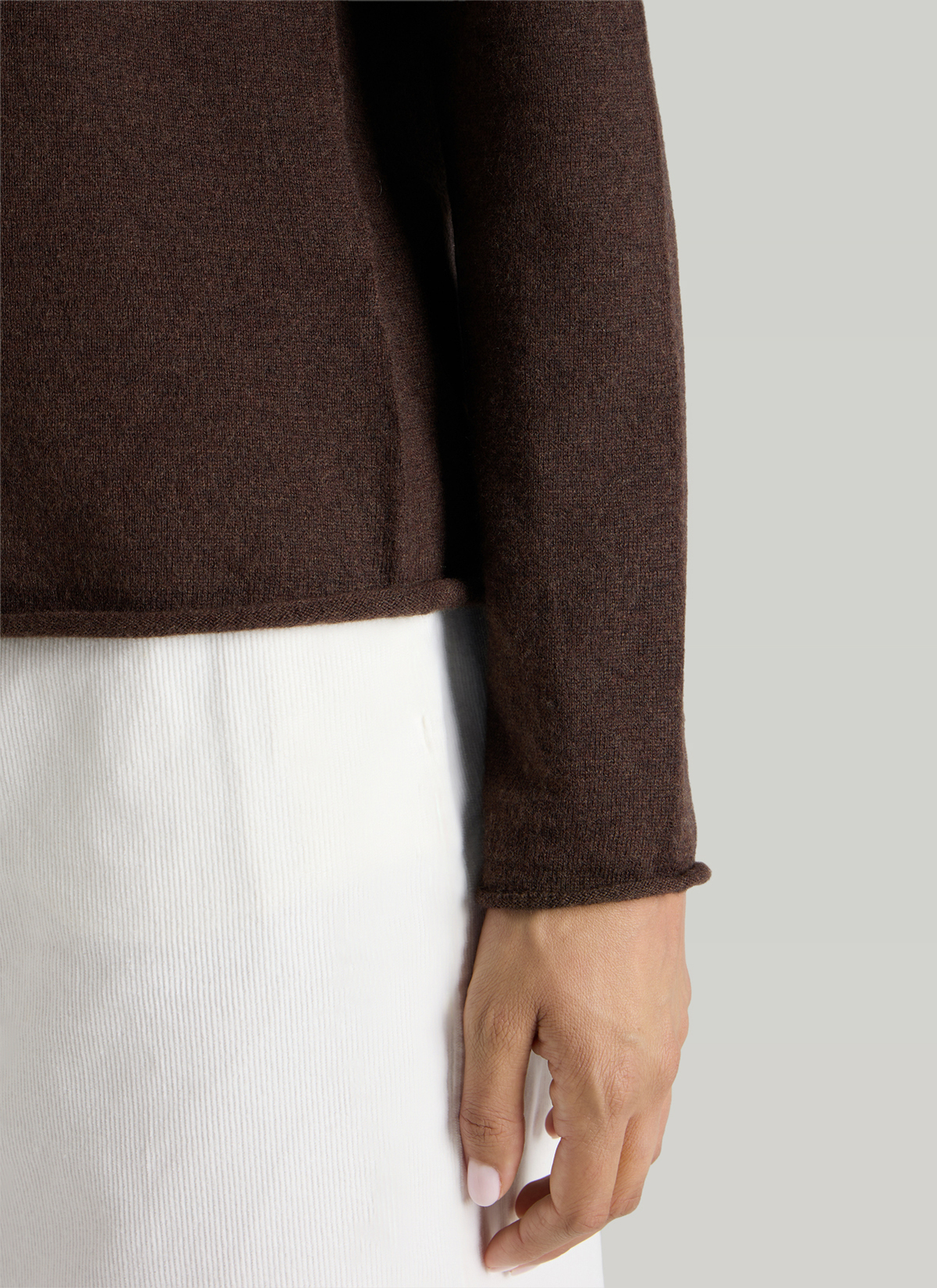 Pullover Stehkragen 1/1 Arm, Dark Coffee Detailansicht 1