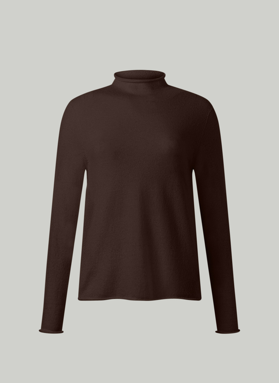 Pullover Stehkragen 1/1 Arm Dark Coffee Frontansicht
