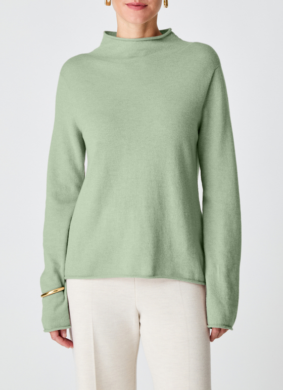 Pullover Stehkragen 1/1 Arm Matcha Tea Frontansicht