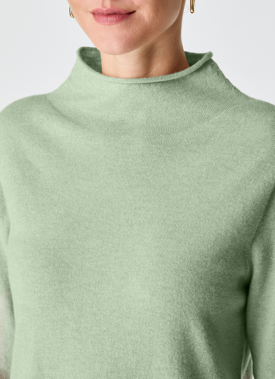 Pullover Stehkragen 1/1 Arm Matcha Tea Frontansicht