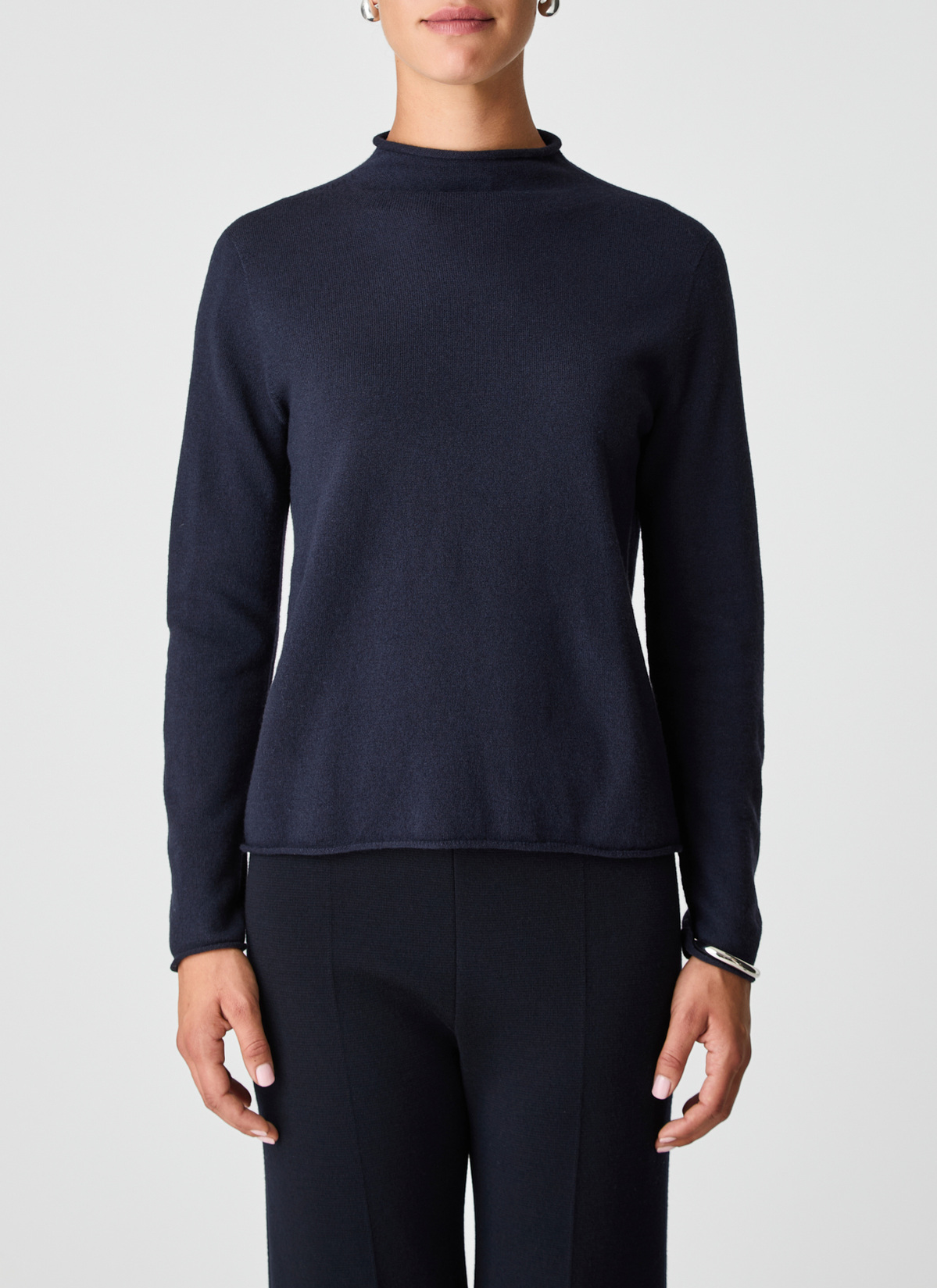 Pullover Stehkragen 1/1 Arm, Navy Frontansicht