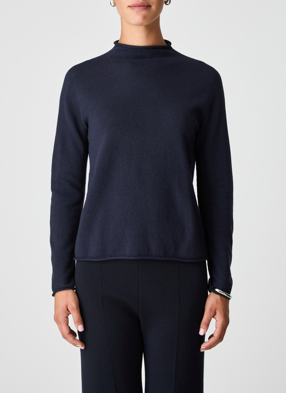 Pullover Stehkragen 1/1 Arm Navy Frontansicht