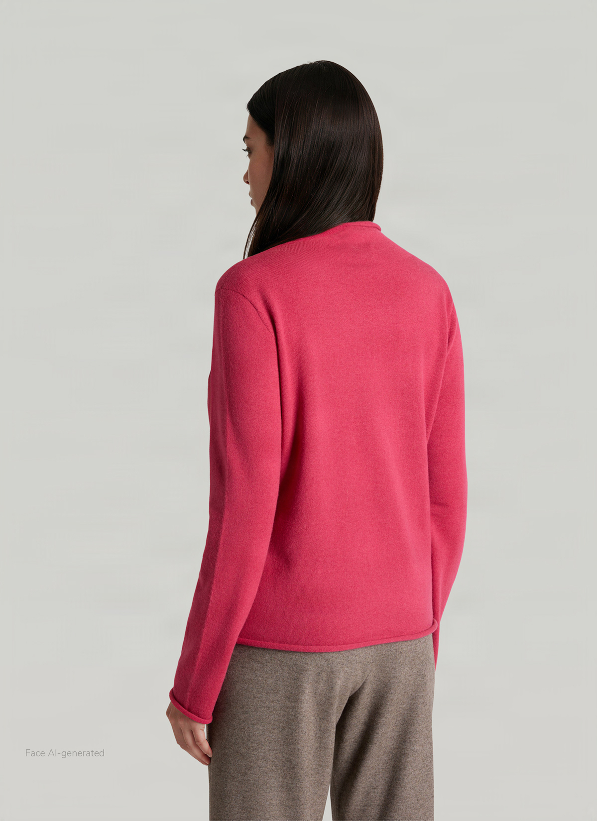 Pullover Stehkragen 1/1 Arm, Peony Red Rückansicht