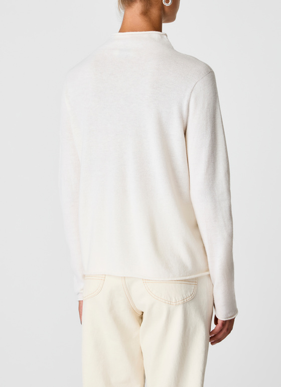 Pullover Stehkragen 1/1 Arm New White Frontansicht
