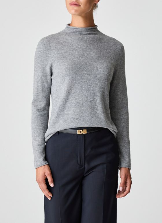 Pullover Stehkragen 1/1 Arm Granite Grey Frontansicht