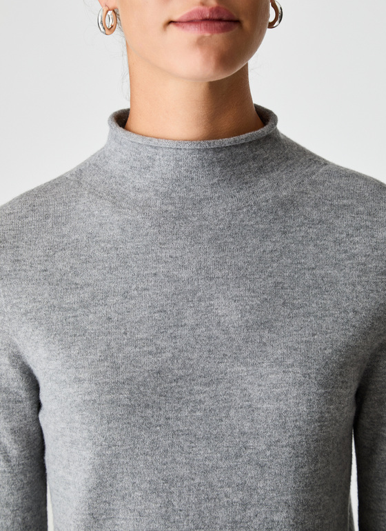 Pullover Stehkragen 1/1 Arm Granite Grey Frontansicht