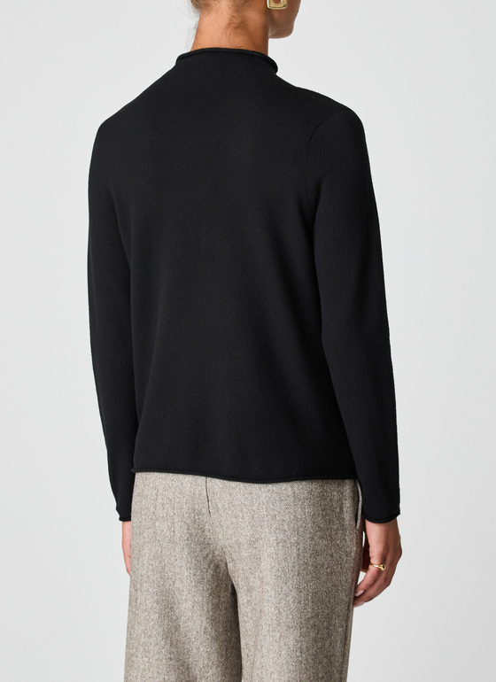Pullover Stehkragen 1/1 Arm Black Frontansicht