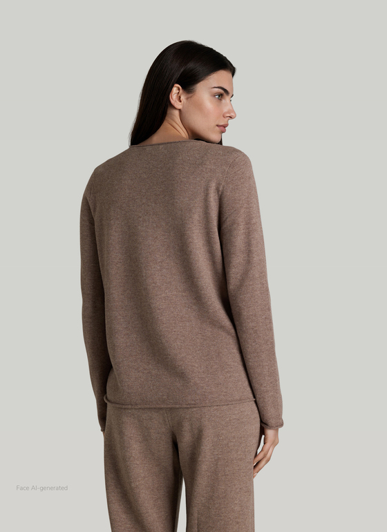 Pullover Rundhals 1/1 Arm Taupe Grey Frontansicht