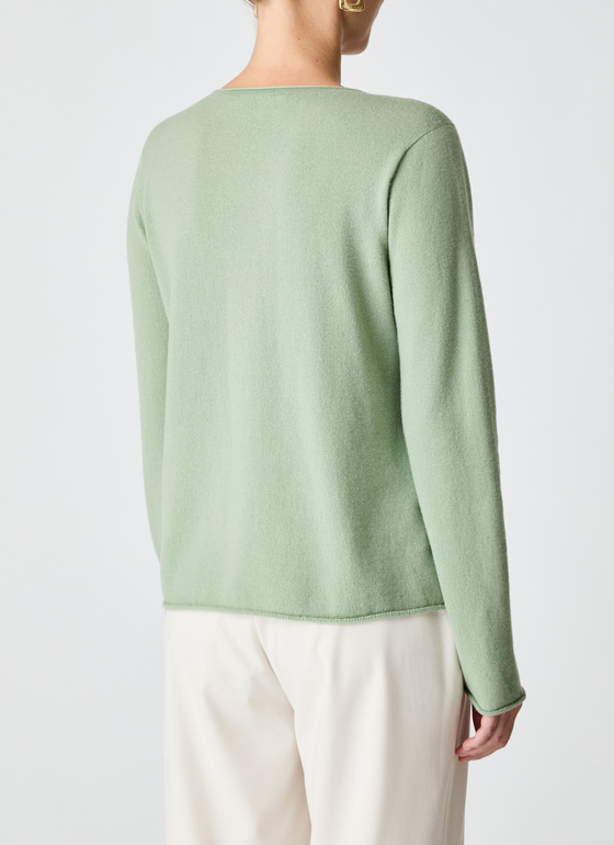 Pullover Rundhals 1/1 Arm Matcha Tea Frontansicht
