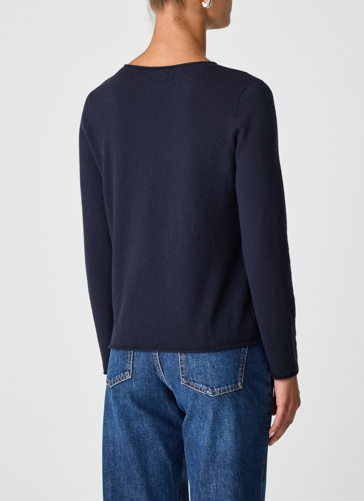 Pullover Rundhals 1/1 Arm, Navy Rückansicht