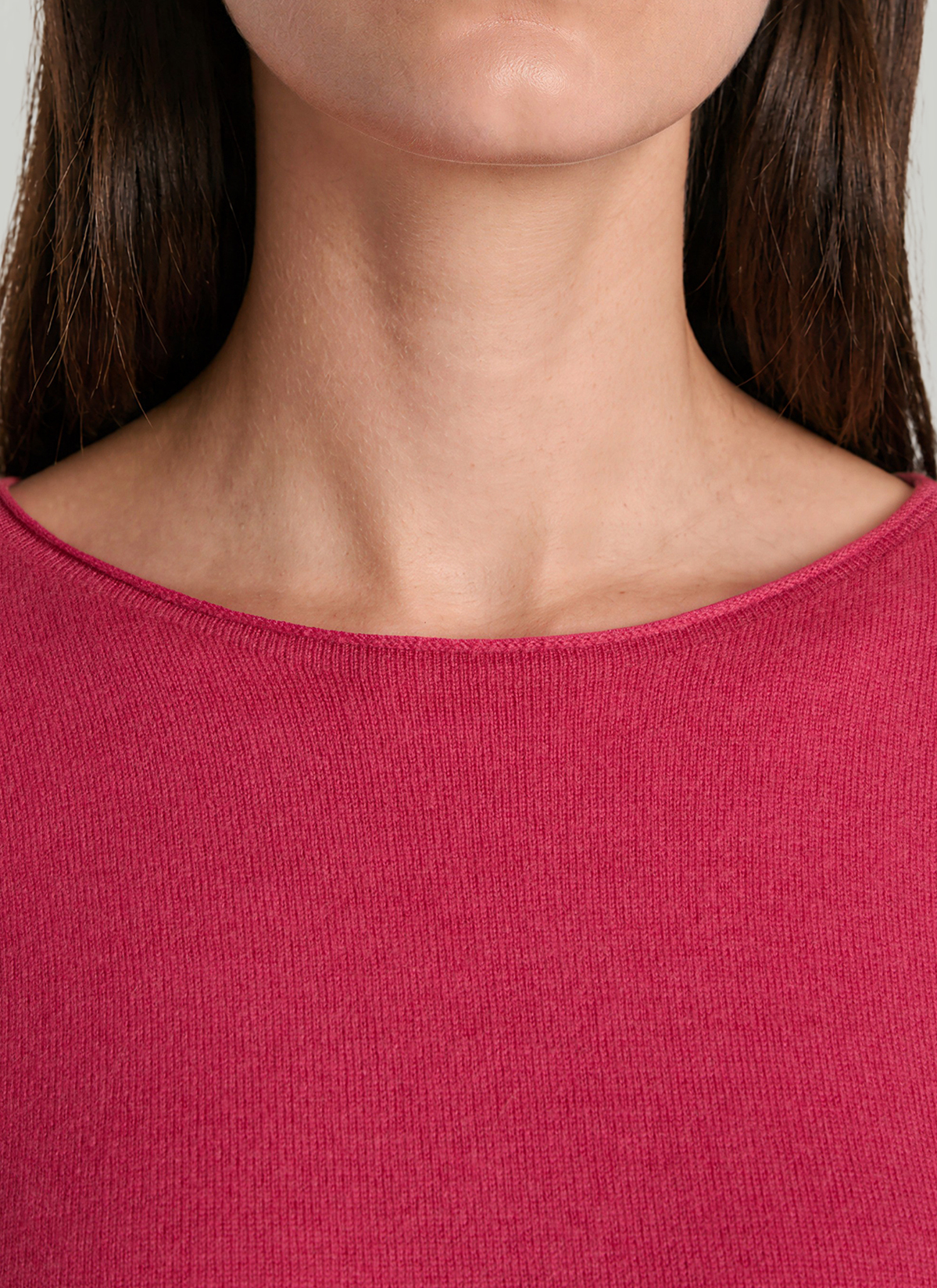 Pullover Rundhals 1/1 Arm, Peony Red Detailansicht 1