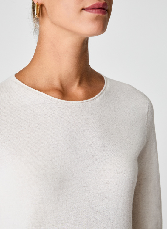Pullover Rundhals 1/1 Arm New White Frontansicht