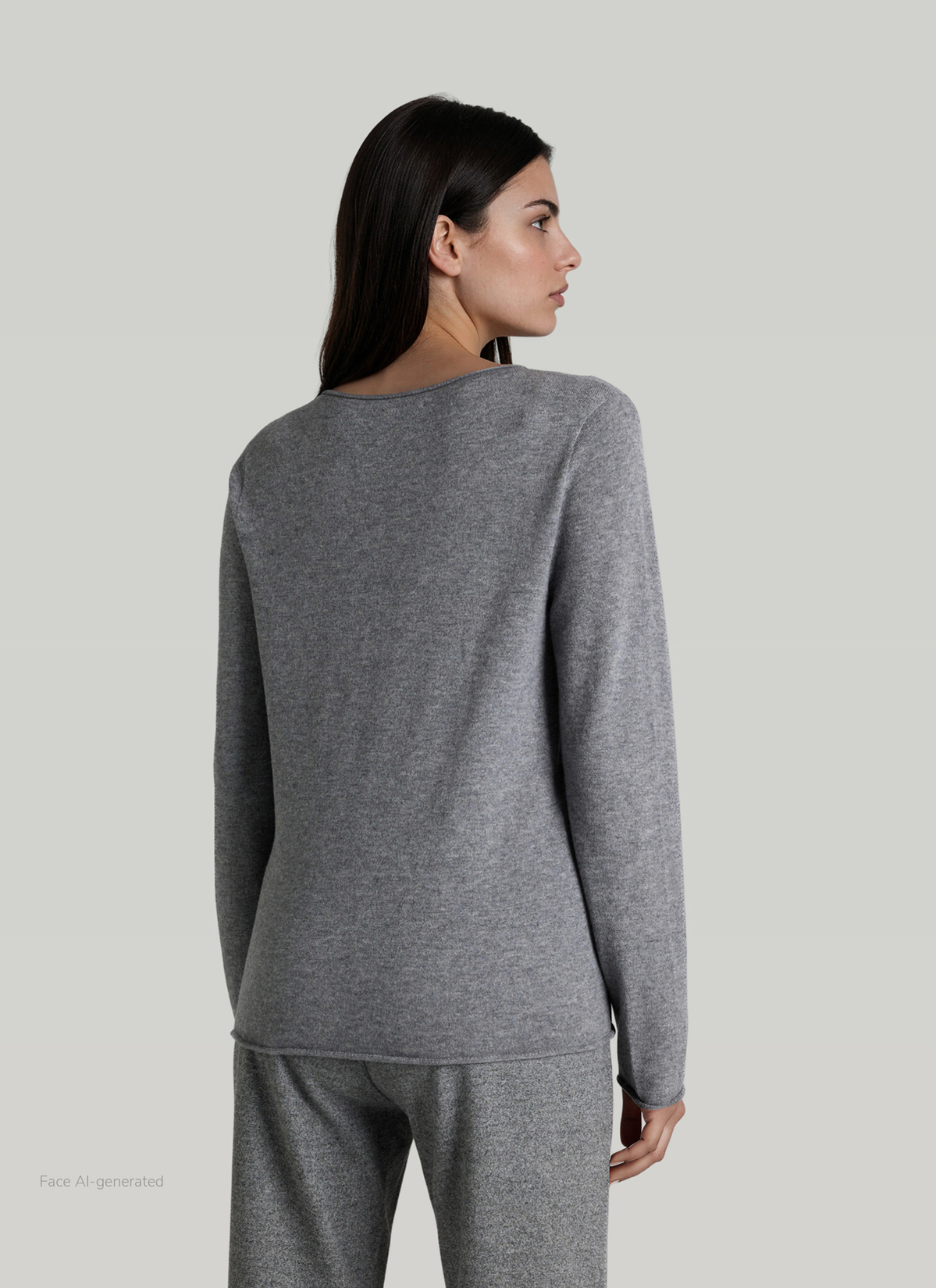 Pullover Rundhals 1/1 Arm, Autumn Mist Rückansicht