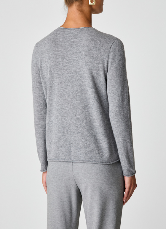 Pullover Rundhals 1/1 Arm Granite Grey Frontansicht