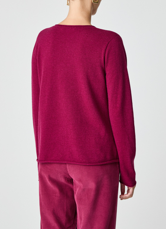 Pullover Rundhals 1/1 Arm Bordeaux Frontansicht