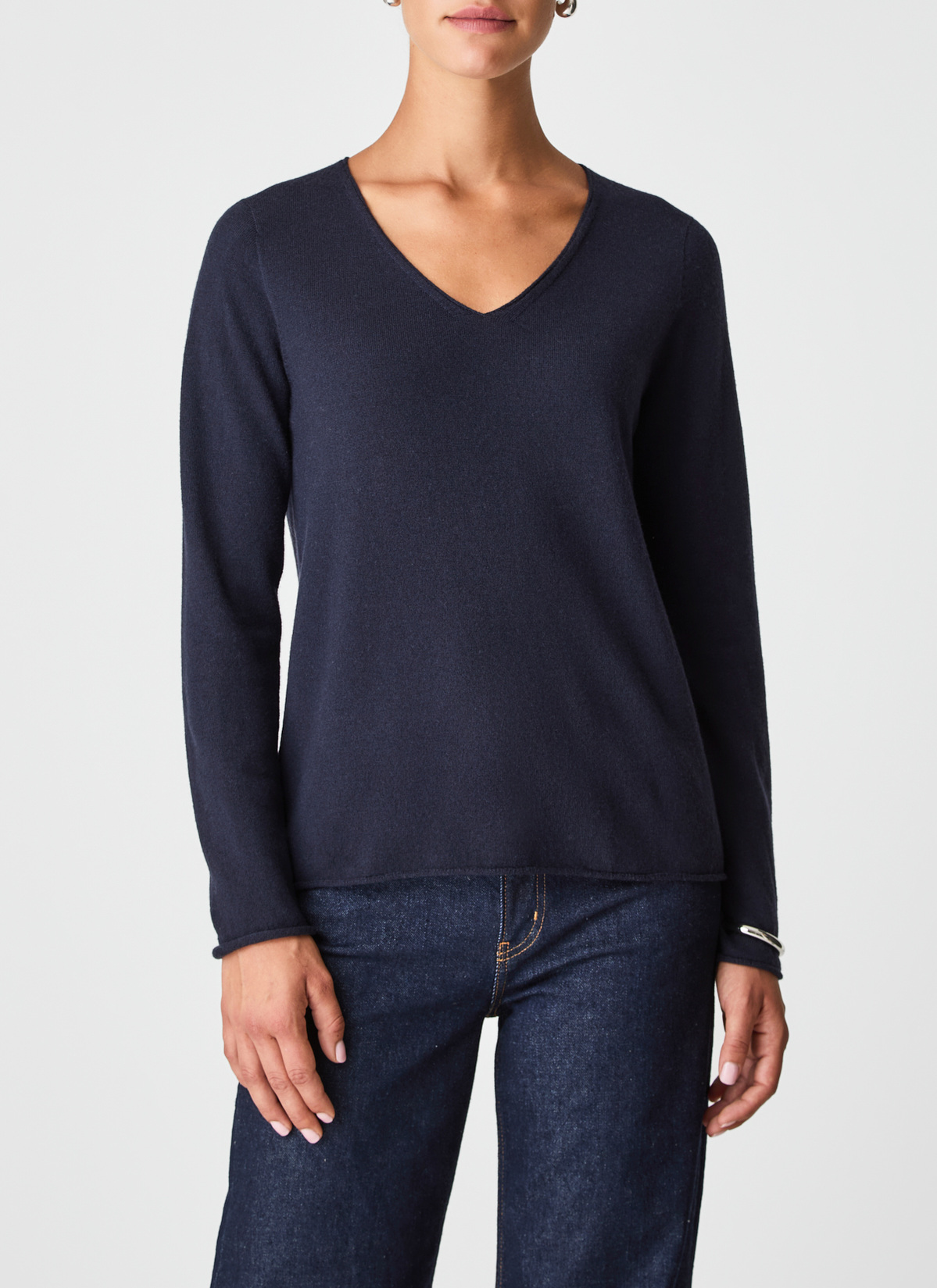 Pullover V-Ausschnitt 1/1 Arm, Navy Detailansicht 1