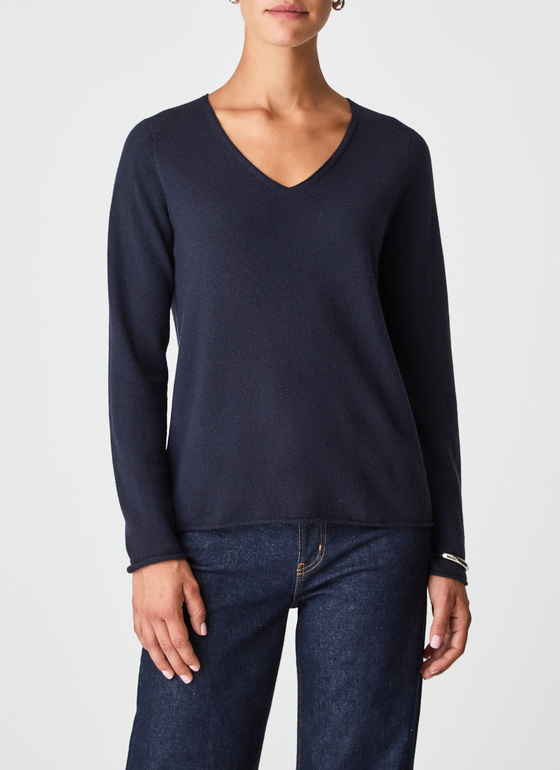 Pullover V-Ausschnitt 1/1 Arm Navy Frontansicht