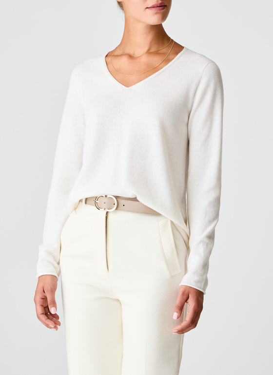 Pullover V-Ausschnitt 1/1 Arm New White Frontansicht