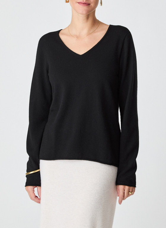 Pullover V-Ausschnitt 1/1 Arm Black Frontansicht