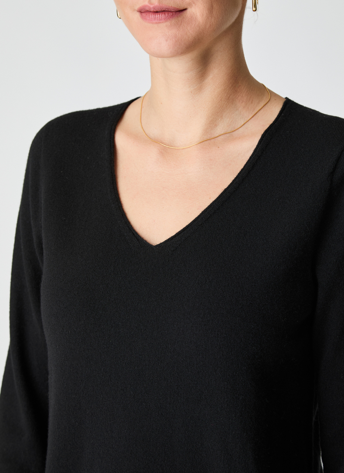Pullover V-Ausschnitt 1/1 Arm, Black Detailansicht 2
