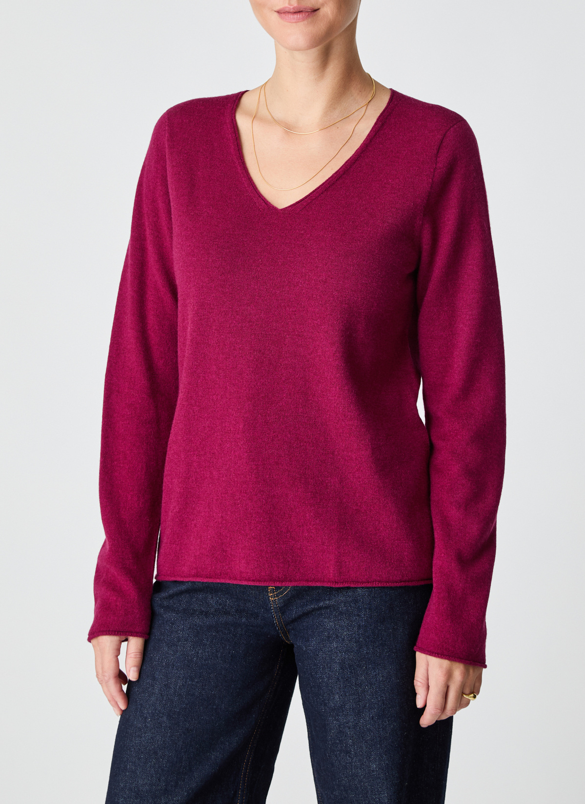 Pullover V-Ausschnitt 1/1 Arm, Bordeaux Detailansicht 1